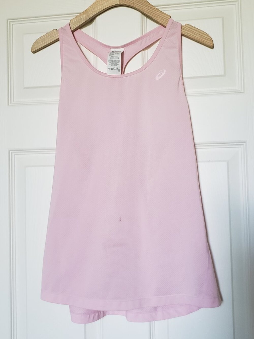 ASICS Women's Light Pink Athletic Racerback Tank Top - Size Medium - Stained